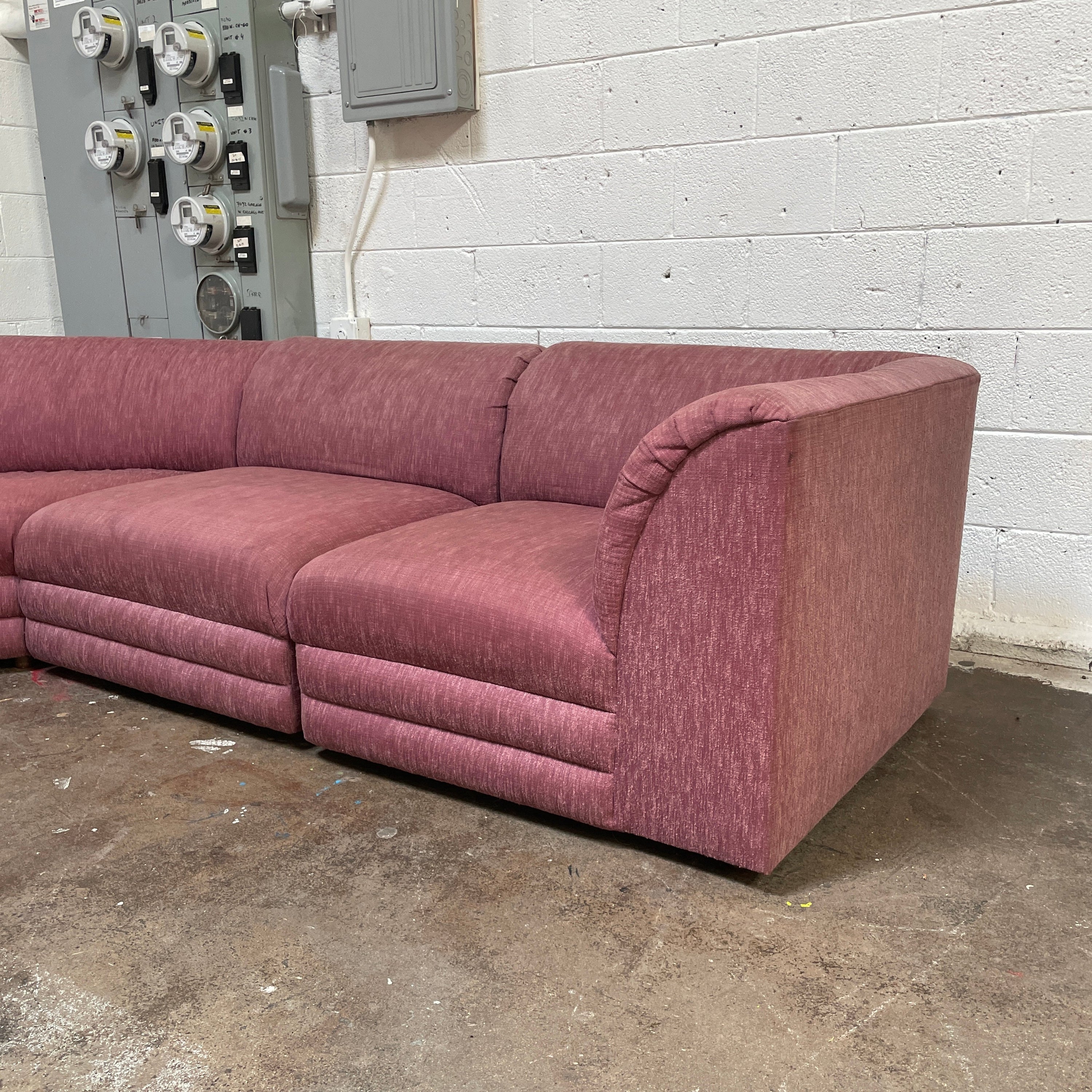 5-Piece Ribbed Sectional in Mauve