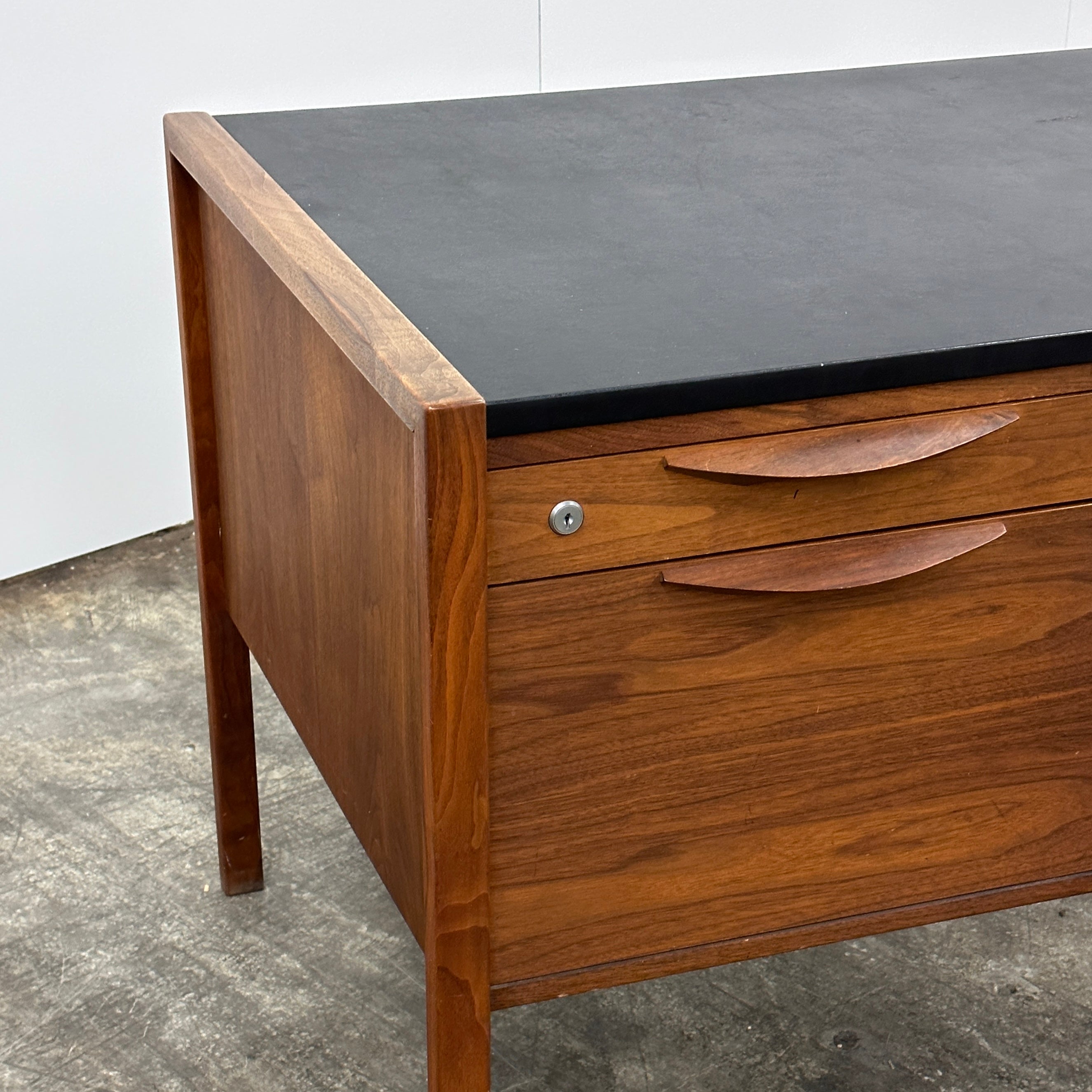 Leather/Walnut Desk by Jens Risom