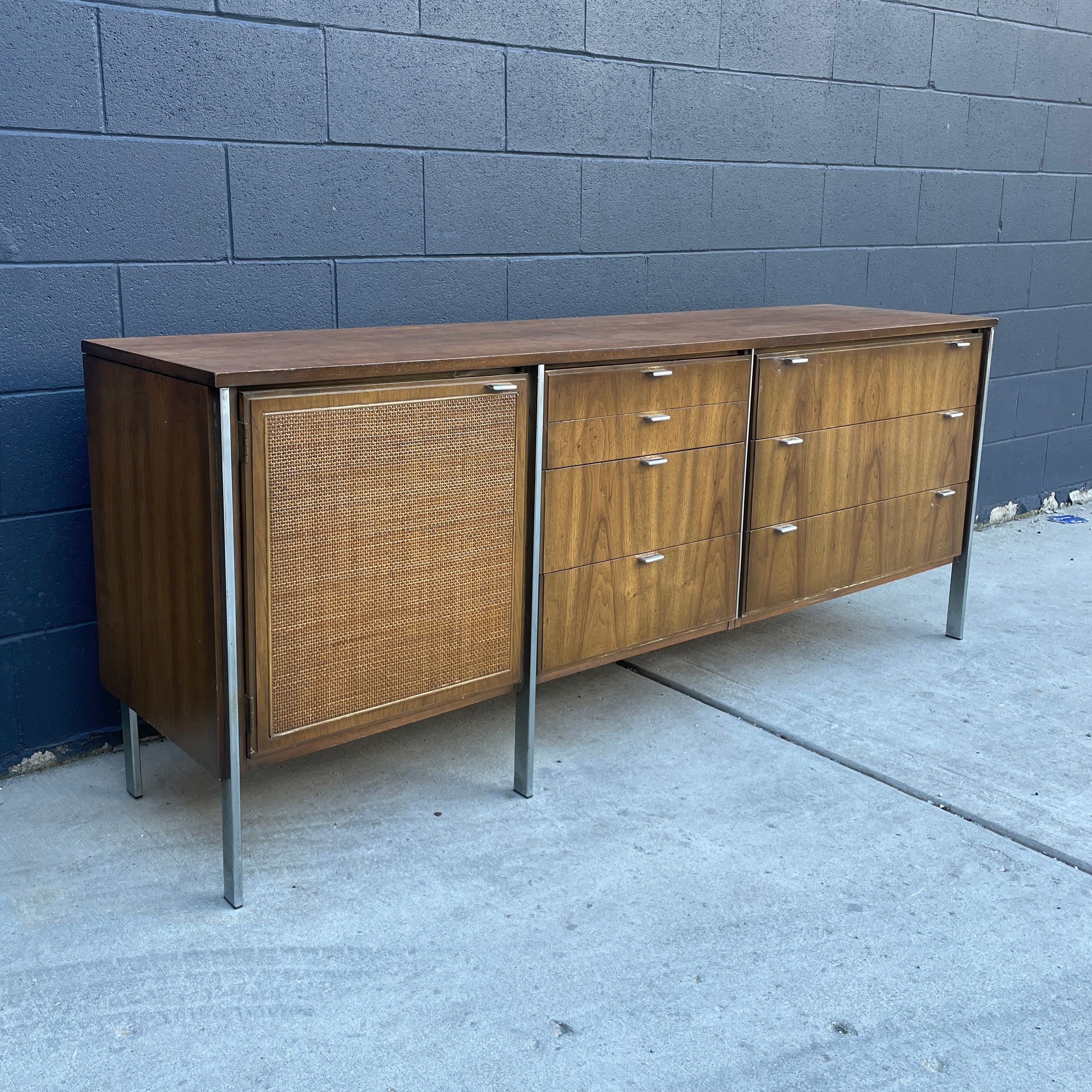 1960s Credenza w/ Cane & Chrome Legs
