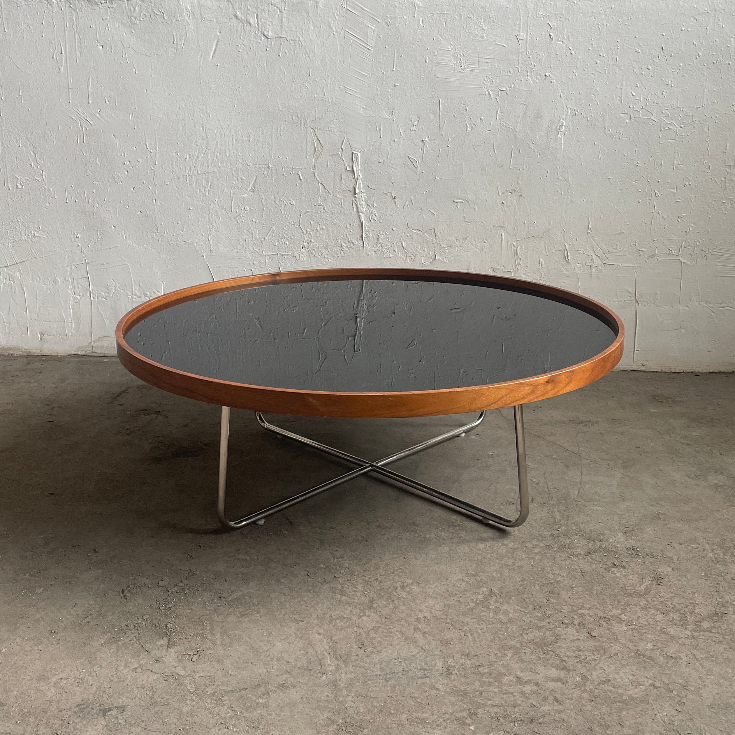 Walnut + Black Glass Coffee Table IMO Hans Wegner