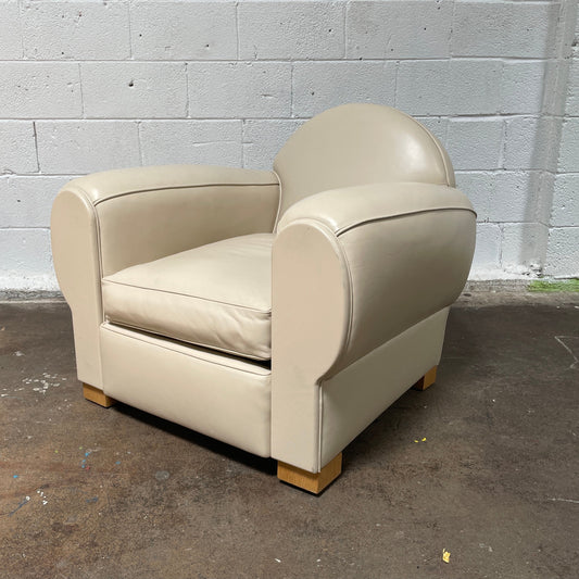 French Art Deco Leather Lounge Chair