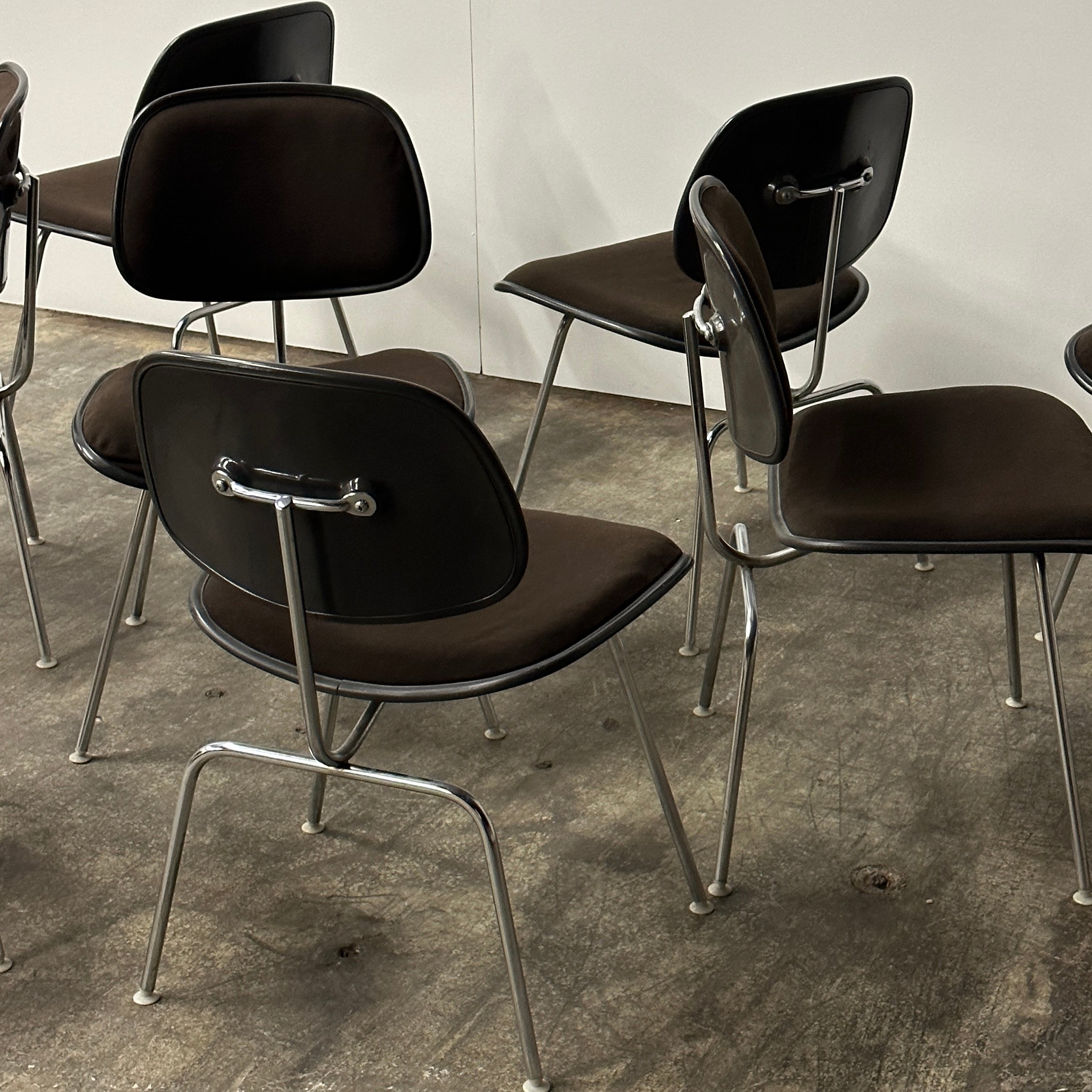 Set of Six Upholstered DCM Chairs by Charles & Ray Eames for Herman Miller