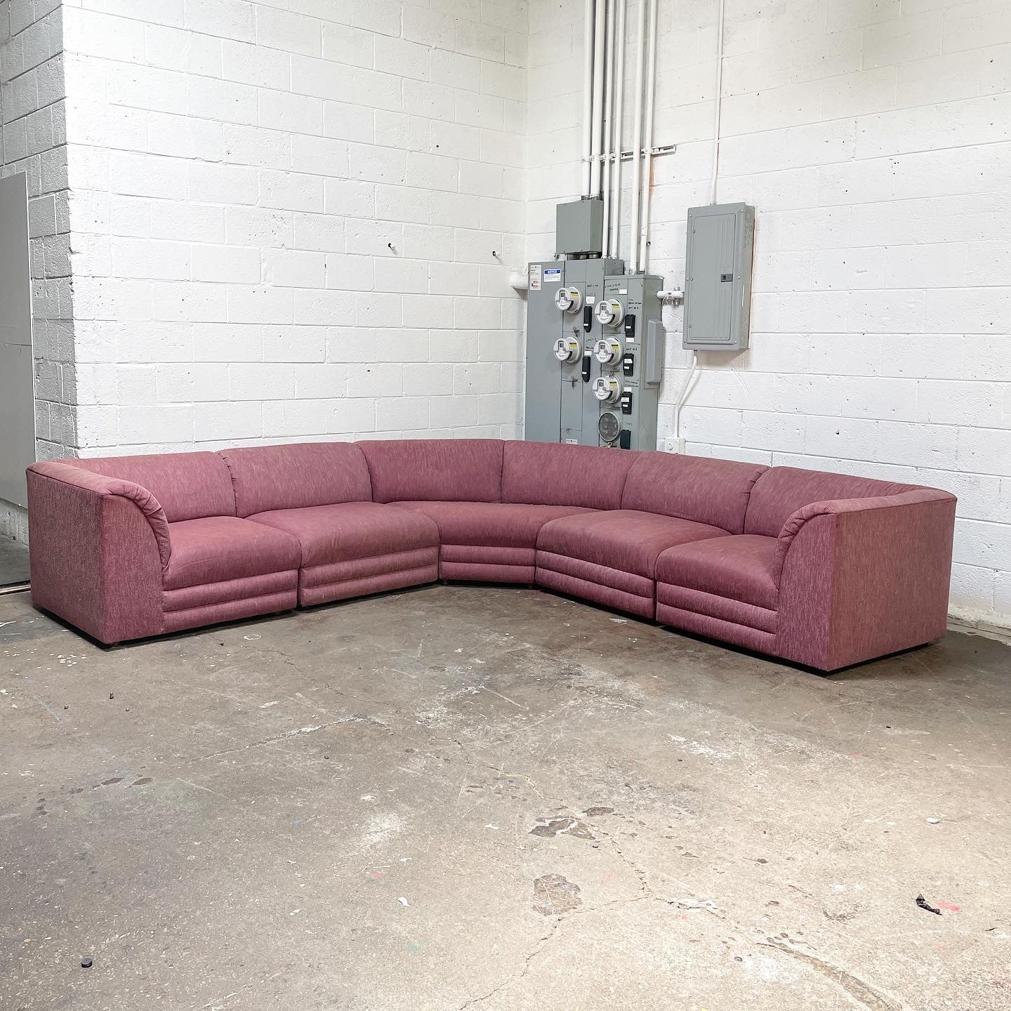 5-Piece Ribbed Sectional in Mauve