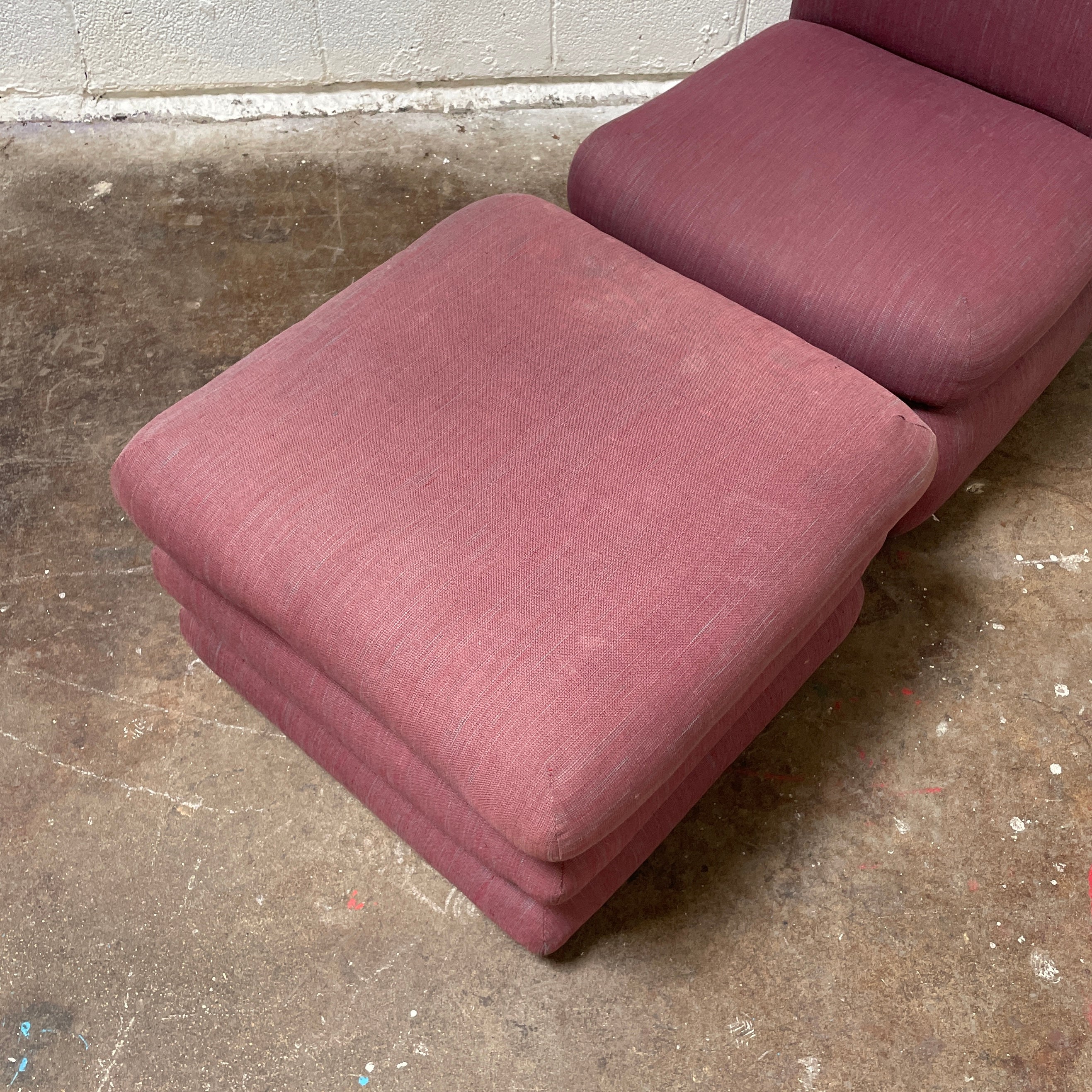 Postmodern Upholstered Chair + Ottoman