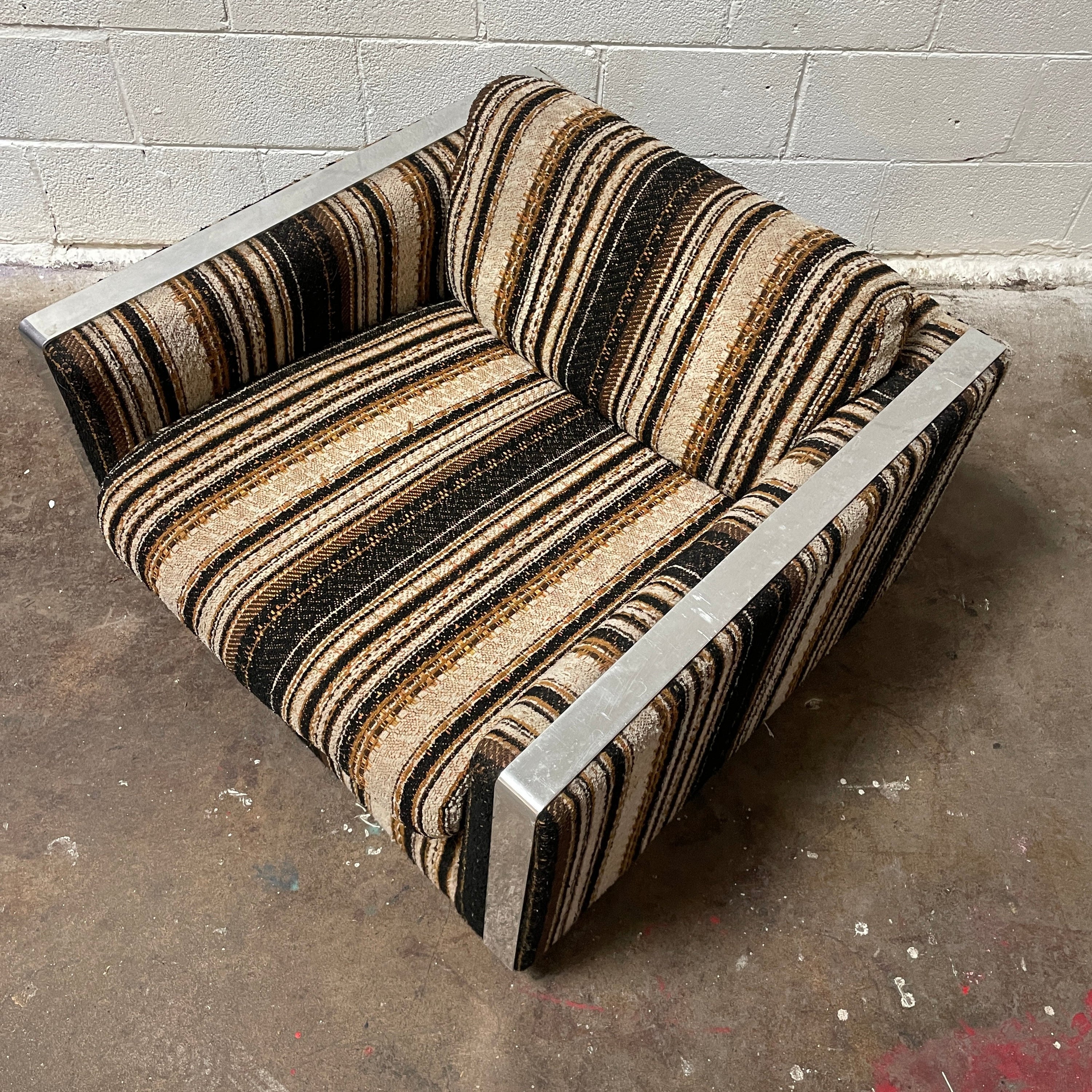 Chrome Plated Striped Armchair