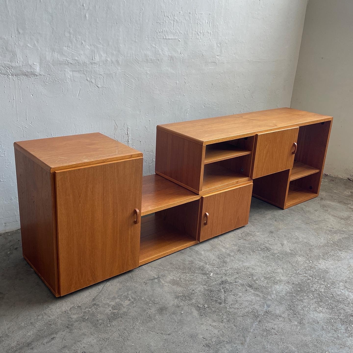 Danish Teak Two Piece Media Cabinet/Credenza