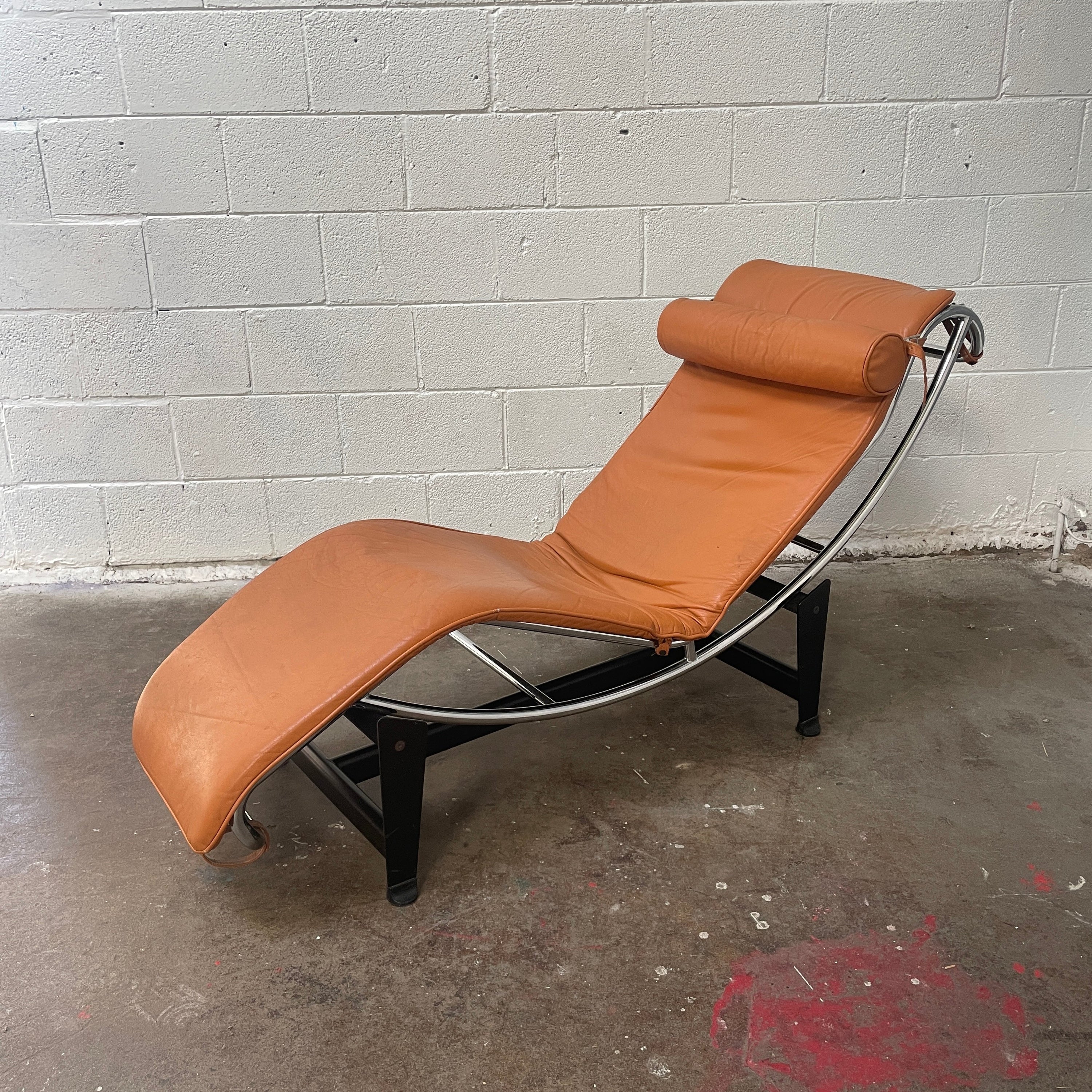 Leather LC4 Style Chaise in Caramel
