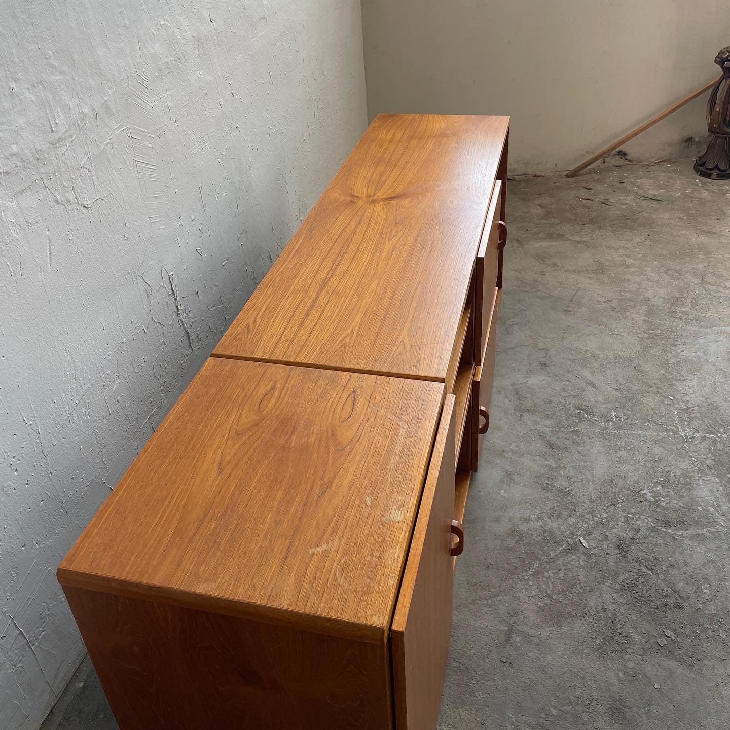 Danish Teak Two Piece Media Cabinet/Credenza